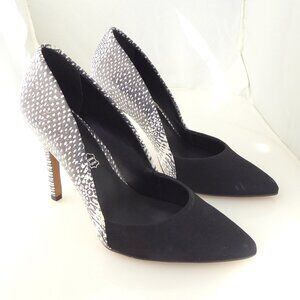Aldo white snake and black edgy pointed toe heel pumps size 6